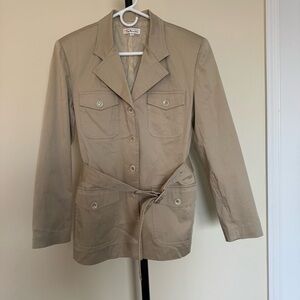 Talbots Khaki Utility Jacket with Belt Safari Jacket in Small
